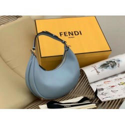 Perfette Qualità Repliche Borsa Hobo Piccola Fendi Fendigraphy Azzurro Chiaro Imitazione
