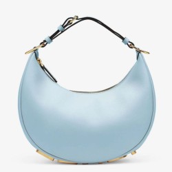 Perfette Qualità Repliche Borsa Hobo Piccola Fendi Fendigraphy Azzurro Chiaro Imitazione