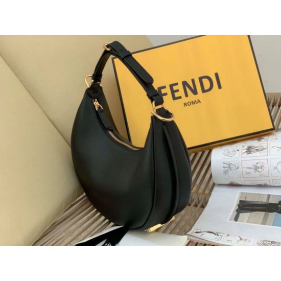 Migliore Repliche Fendi Fendigraphy Piccola Borsa Hobo Nero Economiche Outlet Online