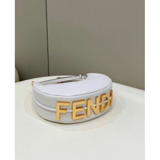 Replica perfetta Borsa Hobo Piccola Fendi Fendigraphy Bianca Imitazione Outlet Online