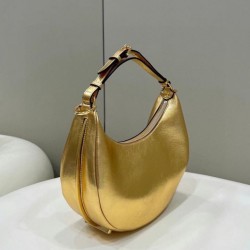 Miglior Falso Fendi Fendigraphy Piccola Borsa Hobo Oro Laminato Economiche Premium