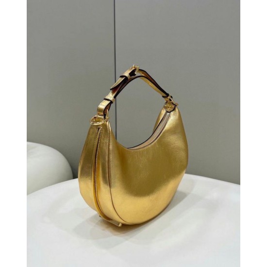 Miglior Falso Fendi Fendigraphy Piccola Borsa Hobo Oro Laminato Economiche Premium