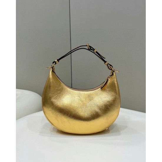 Miglior Falso Fendi Fendigraphy Piccola Borsa Hobo Oro Laminato Economiche Premium