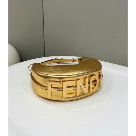 Miglior Falso Fendi Fendigraphy Piccola Borsa Hobo Oro Laminato Economiche Premium