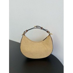 Perfette Qualità Repliche Fendi Fendigraphy Piccola Borsa Hobo Rafia Naturale Imitazione