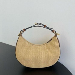 Perfette Qualità Repliche Fendi Fendigraphy Piccola Borsa Hobo Rafia Naturale Imitazione