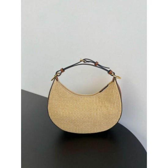 Perfette Qualità Repliche Fendi Fendigraphy Piccola Borsa Hobo Rafia Naturale Imitazione