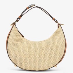 Perfette Qualità Repliche Fendi Fendigraphy Piccola Borsa Hobo Rafia Naturale Imitazione