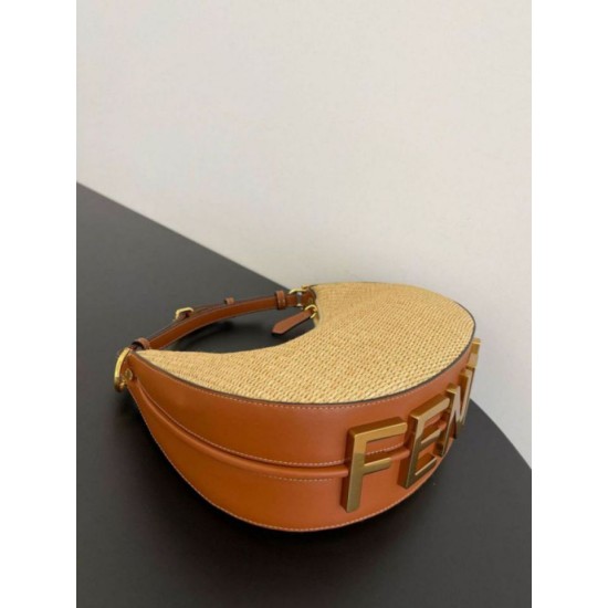 Perfette Qualità Repliche Fendi Fendigraphy Piccola Borsa Hobo Rafia Naturale Imitazione