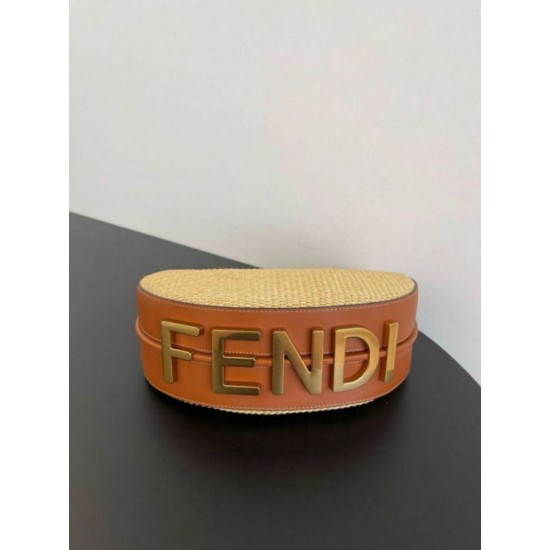 Perfette Qualità Repliche Fendi Fendigraphy Piccola Borsa Hobo Rafia Naturale Imitazione