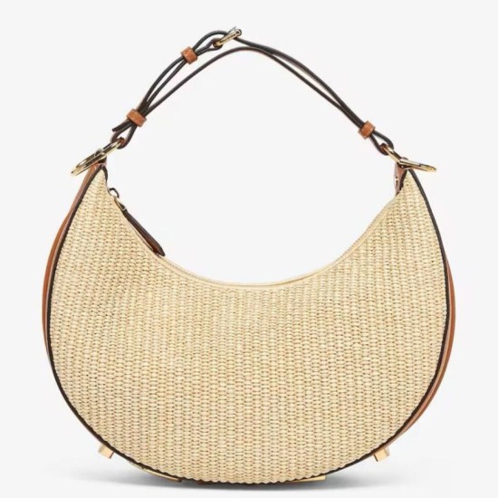 Perfette Qualità Repliche Fendi Fendigraphy Piccola Borsa Hobo Rafia Naturale Imitazione