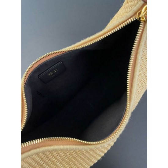 Perfette Qualità Repliche Fendi Fendigraphy Piccola Borsa Hobo Rafia Naturale Imitazione