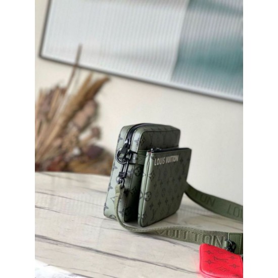 Miglior Falso Borsa a tracolla Louis Vuitton Trio Tela monogramma verde M23783 Economiche Premium