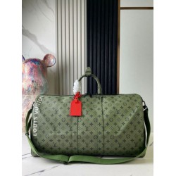 Replica perfetta Louis Vuitton Keepall Bandouliere 55 Borsa Tela Monogram Verde M23963 Imitazione Outlet Online
