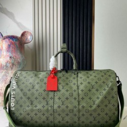 Replica perfetta Louis Vuitton Keepall Bandouliere 55 Borsa Tela Monogram Verde M23963 Imitazione Outlet Online