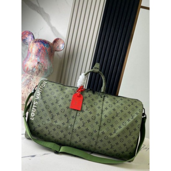 Replica perfetta Louis Vuitton Keepall Bandouliere 55 Borsa Tela Monogram Verde M23963 Imitazione Outlet Online