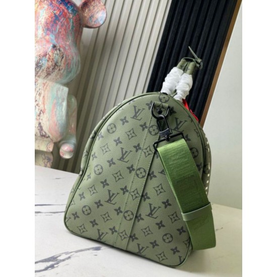 Replica perfetta Louis Vuitton Keepall Bandouliere 55 Borsa Tela Monogram Verde M23963 Imitazione Outlet Online