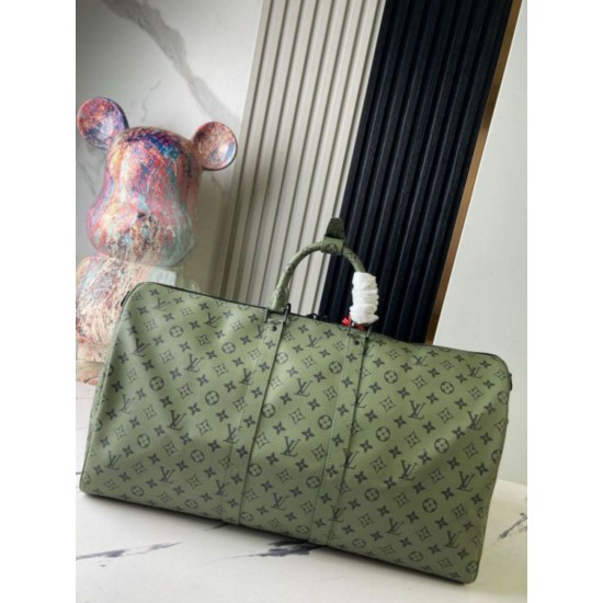 Replica perfetta Louis Vuitton Keepall Bandouliere 55 Borsa Tela Monogram Verde M23963 Imitazione Outlet Online