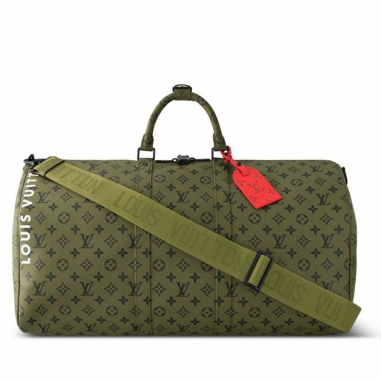 Replica perfetta Louis Vuitton Keepall Bandouliere 55 Borsa Tela Monogram Verde M23963 Imitazione Outlet Online
