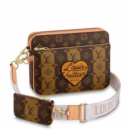 Replica perfetta Borsa a tracolla Louis Vuitton Trio Monogram Stripes Canvas M45965 Imitazione Outlet Online