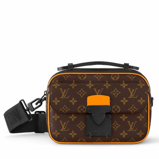 Replica perfetta Borsa a tracolla Louis Vuitton S-Lock Monogram Tela Macassar M46688 Imitazione Outlet Online