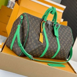 Replica perfetta Louis Vuitton Keepall Bandouliere 50 Borsa Tela Monogram Macassar M46774 Imitazione Outlet Online