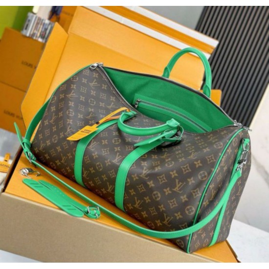 Replica perfetta Louis Vuitton Keepall Bandouliere 50 Borsa Tela Monogram Macassar M46774 Imitazione Outlet Online