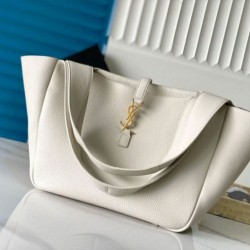 Replica perfetta YSL Saint Laurent LE 5 A 7 Borsa Tote Bea Bianca Granulata Imitazione Outlet Online