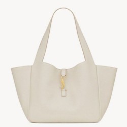 Replica perfetta YSL Saint Laurent LE 5 A 7 Borsa Tote Bea Bianca Granulata Imitazione Outlet Online