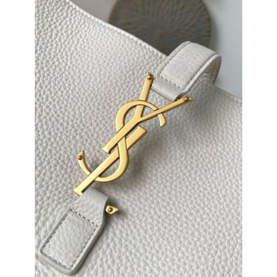 Replica perfetta YSL Saint Laurent LE 5 A 7 Borsa Tote Bea Bianca Granulata Imitazione Outlet Online