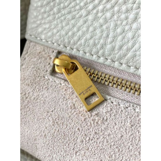 Replica perfetta YSL Saint Laurent LE 5 A 7 Borsa Tote Bea Bianca Granulata Imitazione Outlet Online