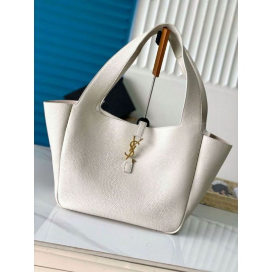 Replica perfetta YSL Saint Laurent LE 5 A 7 Borsa Tote Bea Bianca Granulata Imitazione Outlet Online
