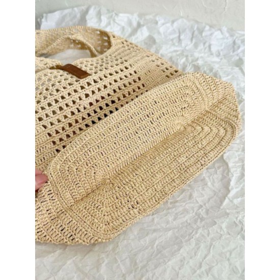Miglior Falso YSL Saint Laurent Le 5 A 7 Borsa Tote Media Raffia Naturale Economiche Premium