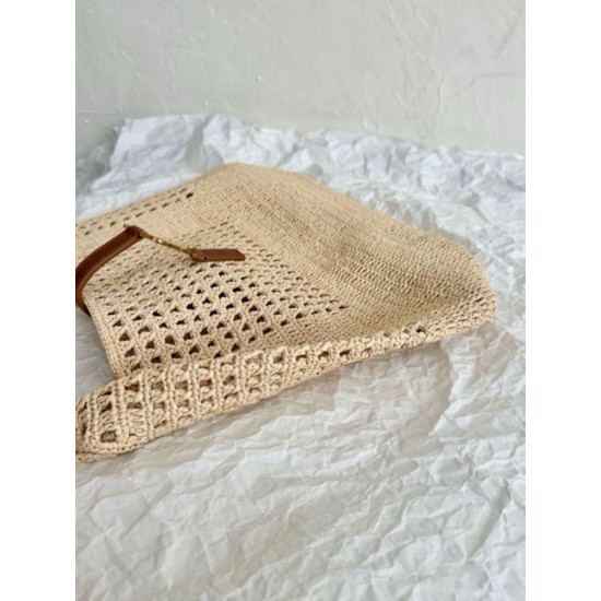 Miglior Falso YSL Saint Laurent Le 5 A 7 Borsa Tote Media Raffia Naturale Economiche Premium