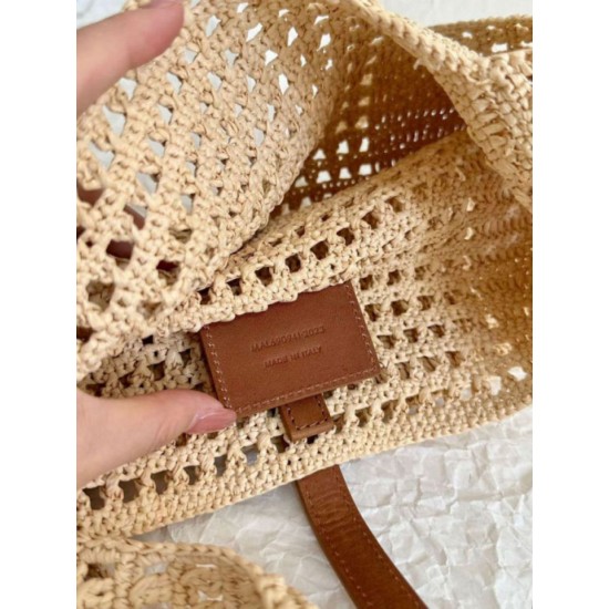 Miglior Falso YSL Saint Laurent Le 5 A 7 Borsa Tote Media Raffia Naturale Economiche Premium