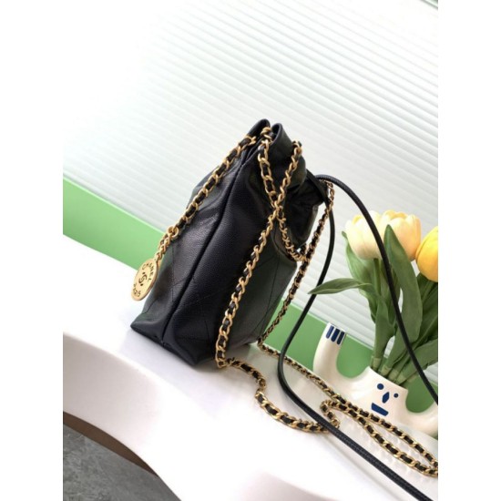 Repliche Borsa Mini Chanel 22 Pelle di Vitello Lucida AS3980 Nera Imitazioni False Online