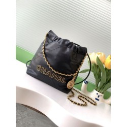 Repliche Borsa Mini Chanel 22 Pelle di Vitello Lucida AS3980 Nera Imitazioni False Online