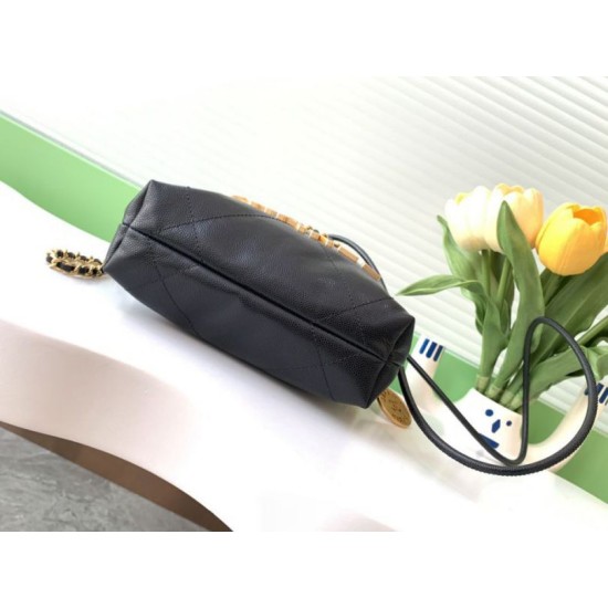 Repliche Borsa Mini Chanel 22 Pelle di Vitello Lucida AS3980 Nera Imitazioni False Online