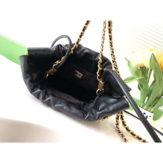 Repliche Borsa Mini Chanel 22 Pelle di Vitello Lucida AS3980 Nera Imitazioni False Online