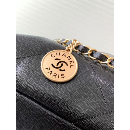 Repliche Borsa Grande Chanel 22 Pelle di Vitello Lucida AS3260 Nera Imitazioni False Online