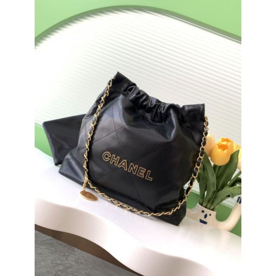 Repliche Borsa Grande Chanel 22 Pelle di Vitello Lucida AS3260 Nera Imitazioni False Online