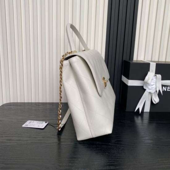 Repliche Borsa Maxi Flap Chanel Con Manico Superiore AS5543 Bianca Imitazioni False Online