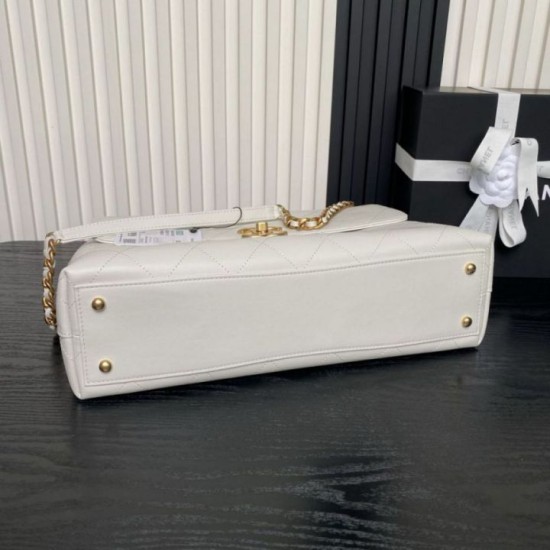 Repliche Borsa Maxi Flap Chanel Con Manico Superiore AS5543 Bianca Imitazioni False Online