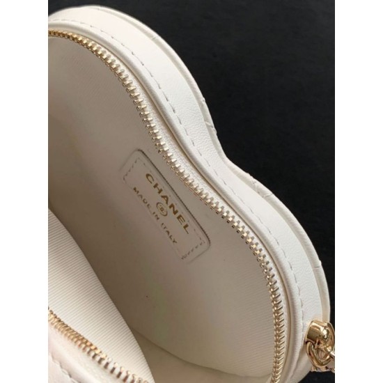 Repliche Borsa a Mano Chanel con Catena a Forma di Cuore AP2784 Bianca Imitazioni False Online