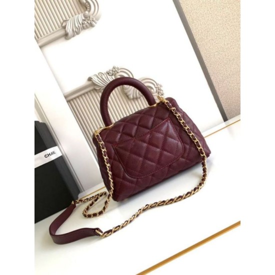Repliche Borsa Chanel con patta e manico superiore AS2215 Borgogna Imitazioni False Online