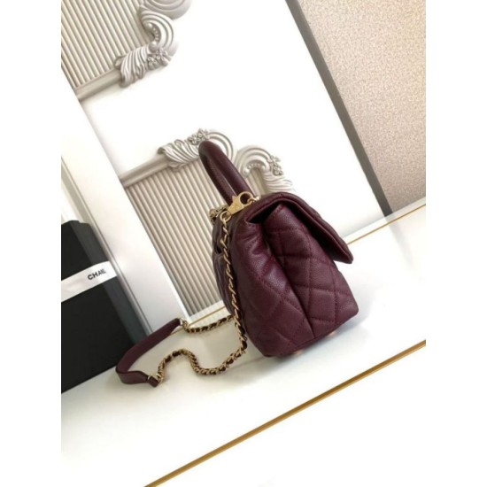 Repliche Borsa Chanel con patta e manico superiore AS2215 Borgogna Imitazioni False Online