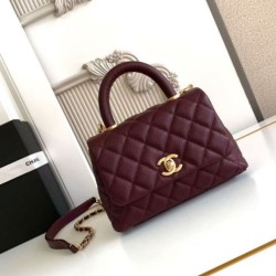 Repliche Borsa Chanel con patta e manico superiore AS2215 Borgogna Imitazioni False Online