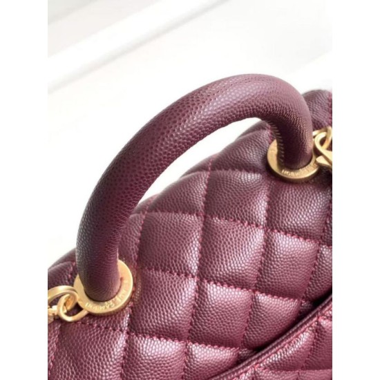 Repliche Borsa Chanel con patta e manico superiore AS2215 Borgogna Imitazioni False Online