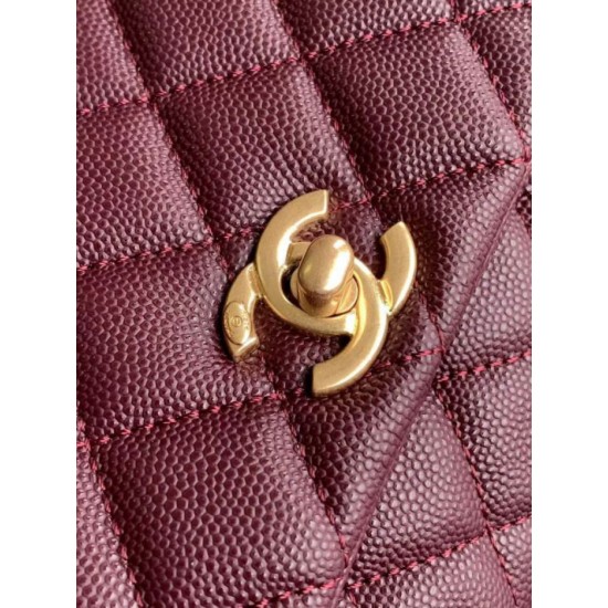 Repliche Borsa Chanel con patta e manico superiore AS2215 Borgogna Imitazioni False Online