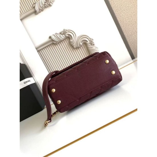 Repliche Borsa Chanel con patta e manico superiore AS2215 Borgogna Imitazioni False Online
